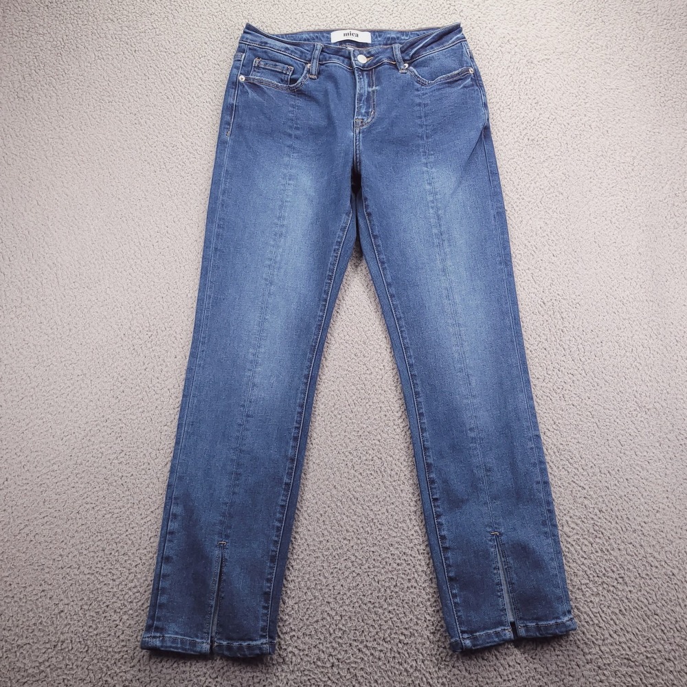 MICA Jeans Size 28 Front Slit Slim Straight Ankle Mid Rise Stretch Denim